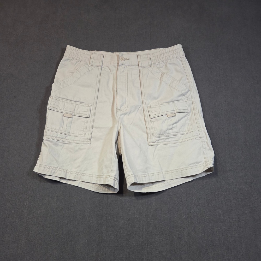 Unbranded Cargo Shorts Mens 34 Khaki Tan Elastic Waist Multi-Pocket Utility
